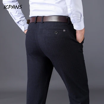 

ICPANS Striped Wool Winter Men's Suit Pants Classic Autumn Formal Office Dress Pants male Straight Trousers plus Size 28- 44