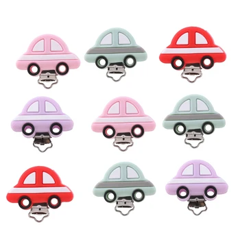 

1pc Baby Pacifier Clips BPA Free Silicone Teethers Food Grade Tiny Rod Cartoon Car DIY Teething Necklace Baby Gifts Baby Teether
