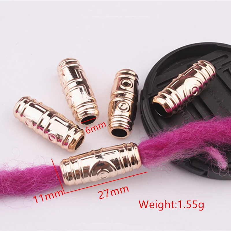 

20pcs New Gold Plating Oval Acrylic Beads Tube Rings Dreadlock Beads For Braids Hair Beads For Dreadlocks Accessories