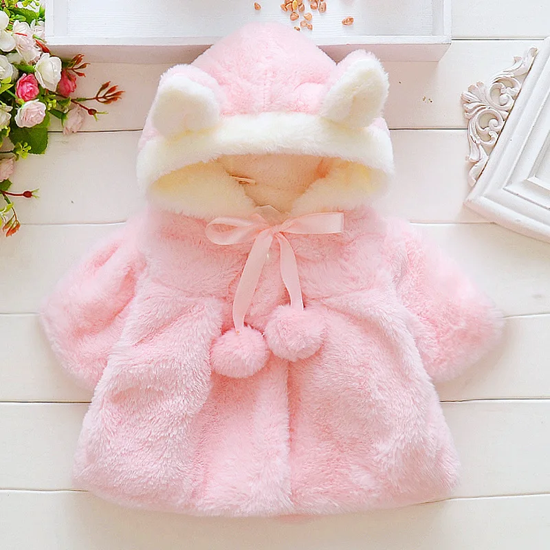 300120 pink Новинка года; зимняя одежда для маленьких девочек флисовое пальто с искусственным мехом пышная теплая куртка Рождественский зимний комбинезон; От 1 до 8 лет куртка с капюшоном для малышей; верхняя одежда - Цвет: 300120 pink