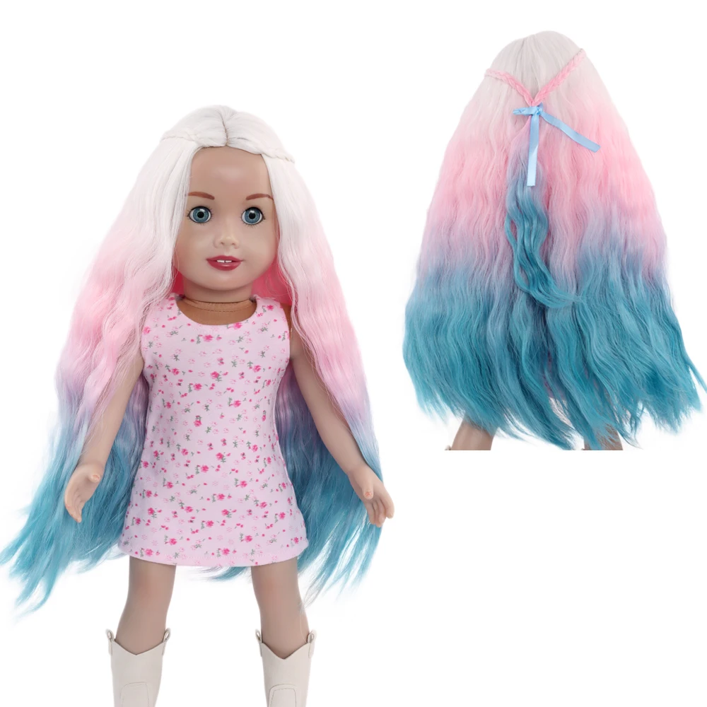 Muziwig 18 inch American Doll Wigs color baby born doll hair High