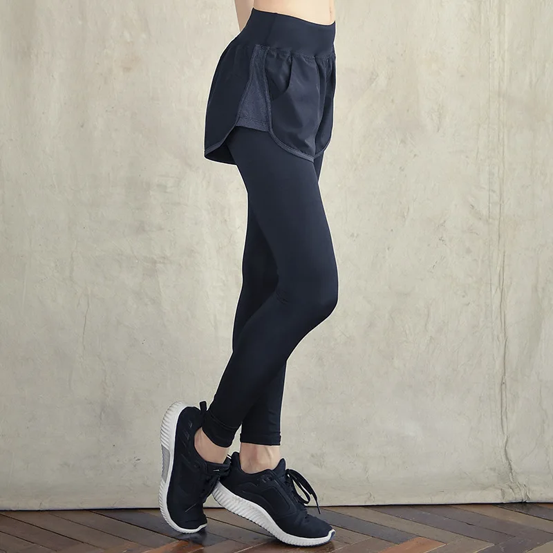 

Slim Fit Slimming Mock Two-Piece Athletic Pants Women's Tight-Fit High-waisted Running Training Quick-Dry Yoga Pants Gym