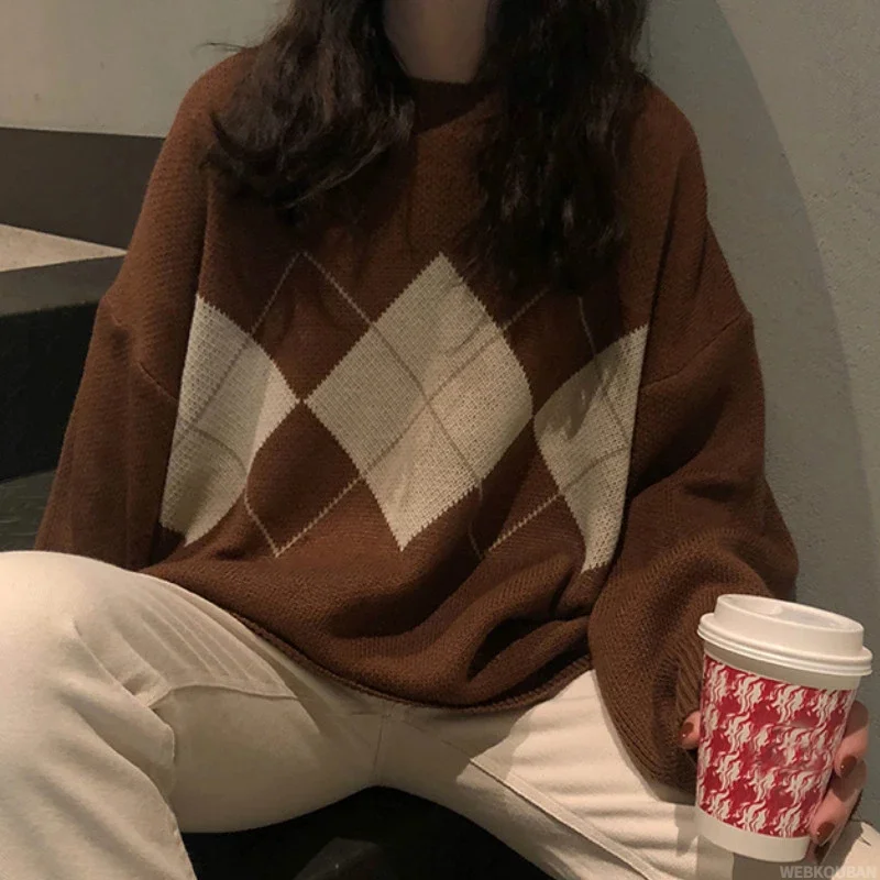 Фото Женский вязаный свитер модные пуловеры большого размера женский зимний