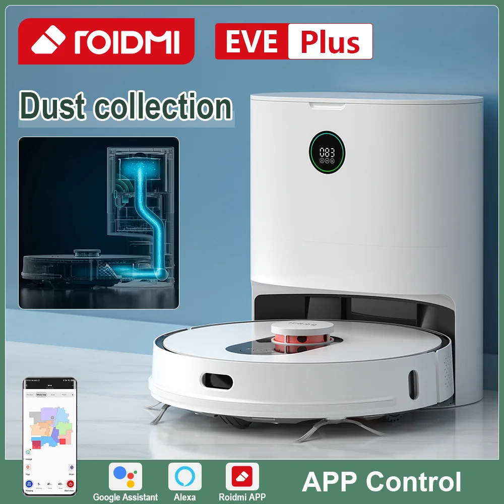 ROIDMI ЕВА плюс робот пылесос со шваброй мойки Сохранение времени всасывания Typewith Смарт сбора пыли Поддержка