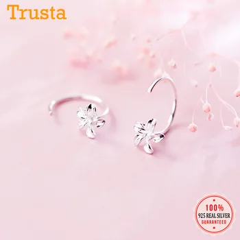 

Trusta 2019 Women's Fashion 100% 925 Real Sterling Silver Earring Fashion 16mm Width Flower Stud Earrings Girls Kids Gift DS604