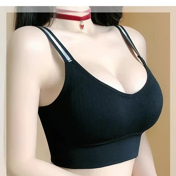 

2020 Women Tanks Tops Crop Top Add pad Wireless Solid Color Sexy Underwear Bra Sleeveless Top Push Up Lingerie Padded Camisole