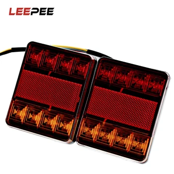 

LEEPEE 8 LED Car Tail Light Rear Lamps Tailights Warning Lights DC 12V Rear Parts for Trailer Truck Boat 2pcs/set Car Styling