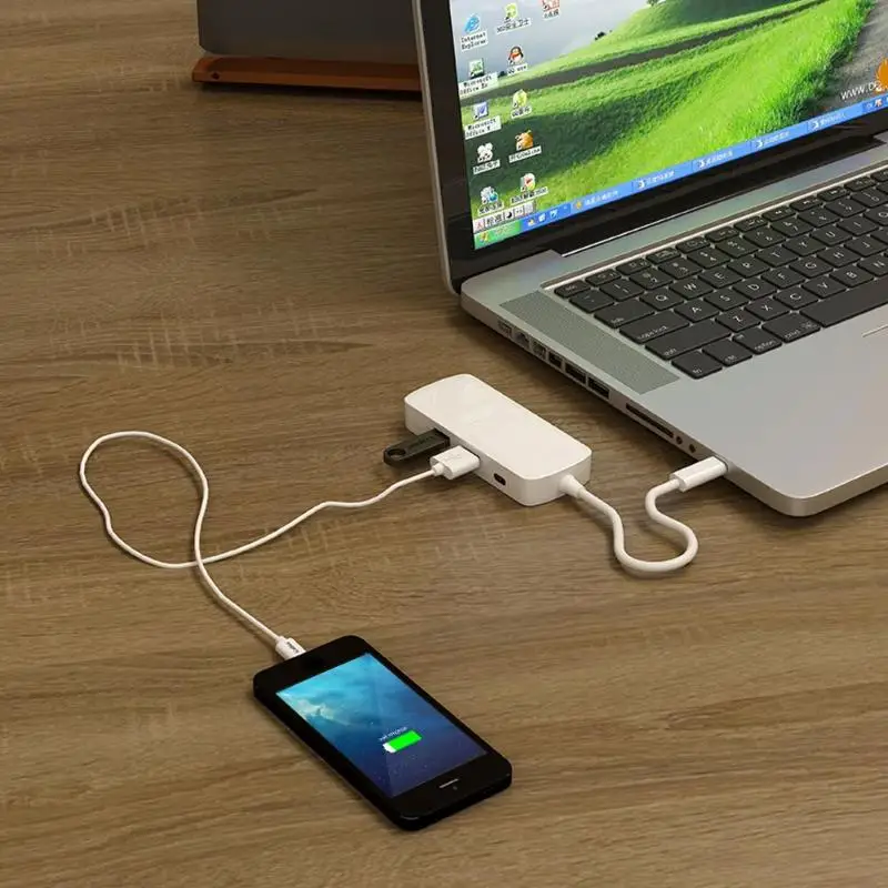 Портативный USB 3,1 type-C концентратор конвертер обеспечивает эффективность безопасности Универсальный 4K HDMI USB 3,0 PD зарядный адаптер