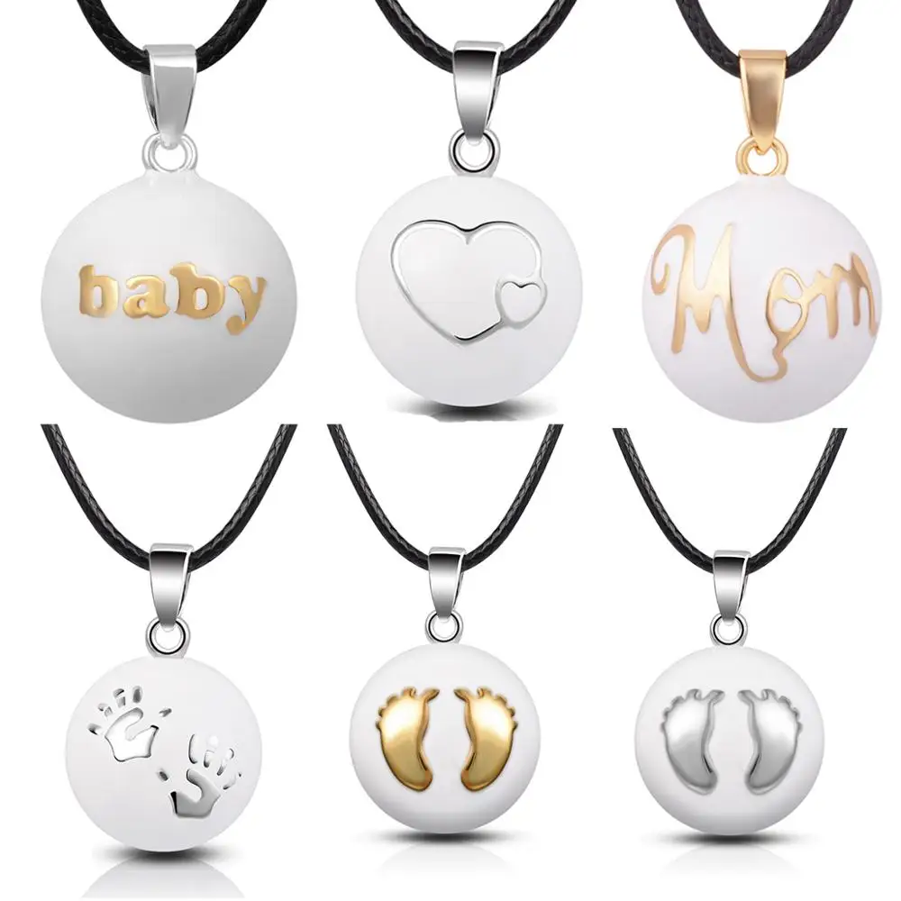 

N14NB-W Eudora Maternity Jewelry 8 Styles White Chime Bola Pendant Angel Caller Necklace