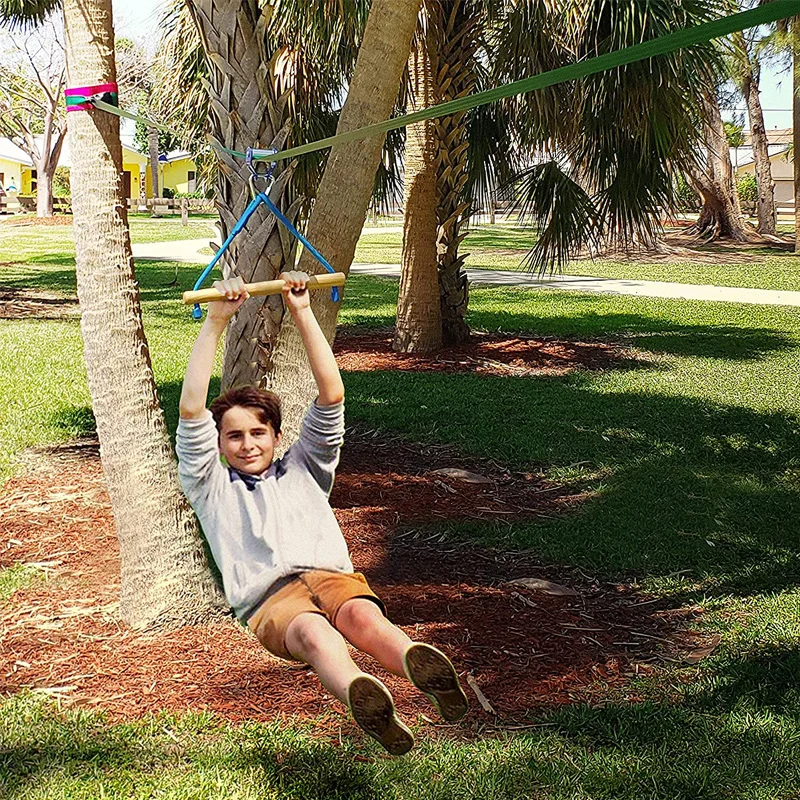 Outdoor 30 KN Zipline Pulley Set for Kids Backyard Park Sliding Slackline Wide Pulley Sling slackline kit