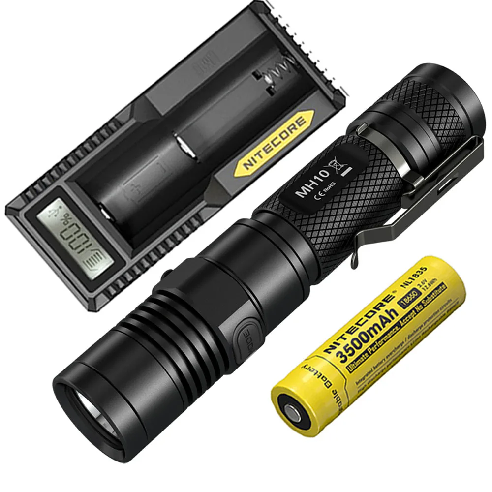 NITECORE MH10 фонарик с USB подзарядкой CREE XM-L2 U2 max 1000 люмен расстояние луча 232 М Спорт на открытом воздухе факел поиск света - Испускаемый цвет: MH10 NL1835 UM10