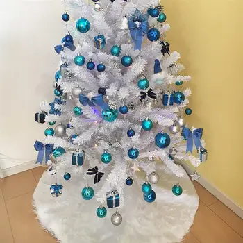 

60/122/150 Cm White Christmas Tree Skirt Fur Carpet Merry Christmas Decoration Xmas Floor Mat Christmas Tree Decor