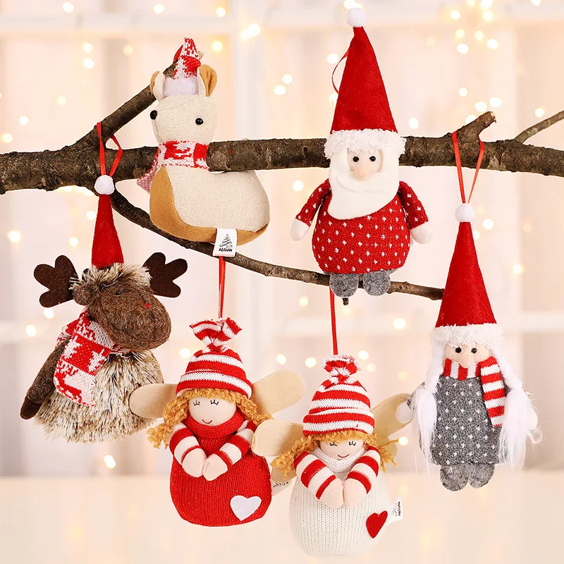 

2019 Christmas Cute Wool Girl Dolls Decorative Pendant Wool Doll Xmas Tree Home Decor New Year Creative Doll Ornaments Kids Gift
