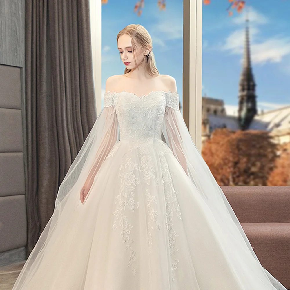 Халат Mariage Femme на заказ с коротким рукавом и аппликацией из тюля, а-силуэт, свадебные платья, большие размеры, Китай онлайн магазин