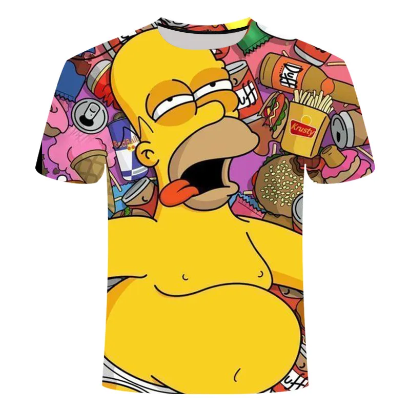 Новинка года; футболки с 3D принтом Симпсоны Детская летняя забавная спортивная одежда с круглым воротником и короткими рукавами; camiseta - Цвет: Цвет: желтый