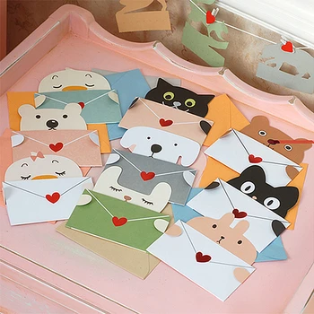 

9 Pcs Animal Cute Greeting Cute Animal Message Cards Mini Envelope Party Supply