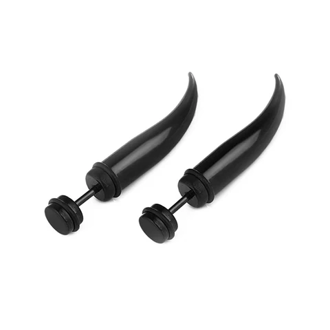 pair Punk Black-color Multiple Styles Stainless Steel Stud Earrings For Men and Women Street Pop Hip Hop Gothic Ear Jewelry