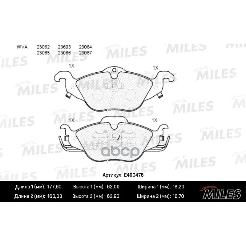 Колодки Тормозные Opel Astra G 1.2/1.4/1.6/1.7d Передние Lowmetallic Miles E400476 Miles арт. E400476