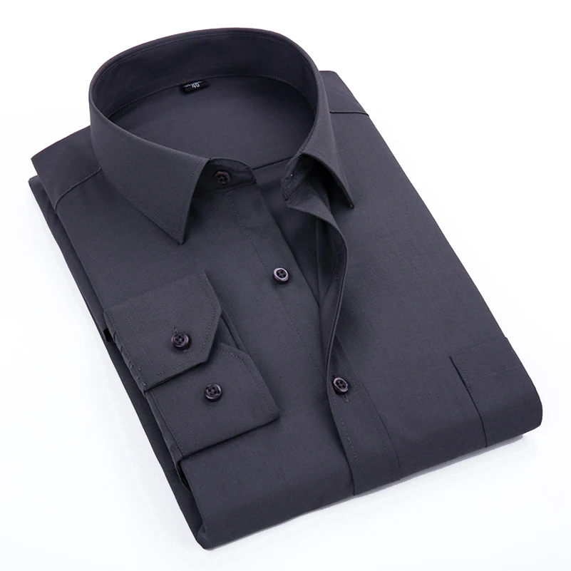 VISADA JAUNA 2019 Men's Casual Shirt Long-Sleeved Chest Pocket Camisa Masculina Slim Fit Business Big Size Shirts For Male 4XL