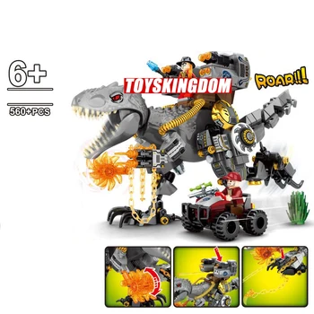 

Classic Creative Jurassic dinosaurs moc building block Reloading Tyrannosaurus Rex model figures ATV car bricks toys