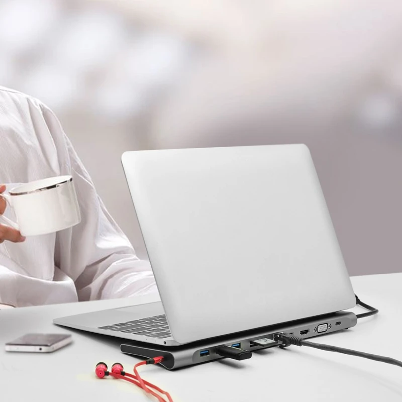 11 в 1 Usb 3,0 Универсальная док-станция для ноутбука Алюминиевый Многофункциональный Macbook Pro концентратор для Hdmi/Vga/Mini Dp/Sd/Tf/Rj45/Usb-C Co