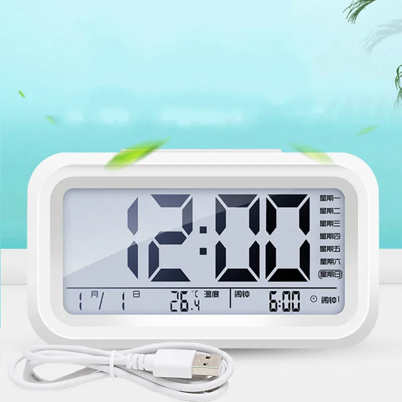 Three groups of alarms charging version multi-function large screen perpetual calendar electronic alarm clock luminous smart | Компьютеры