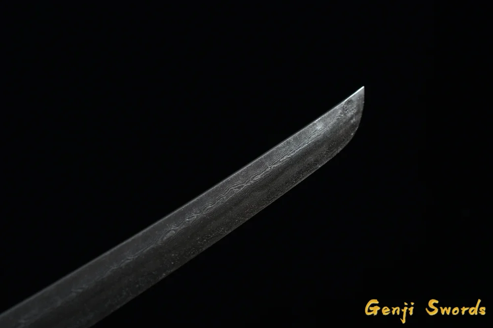 Ancient Handmade Katana Japanese Samurai Straight Sword Sharp Edge Damascus Folded Steel Antique Blade by Yongli Sword