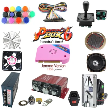 

Original Pandora Box 6 1300 Games Set DIY Arcade Kit Push Buuttons Joysticks Arcade Machine Bundle Home Cabinet With Manual