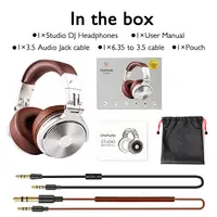 Oneodio Studio DJ słuchawki z mikrofonem Stereo głęboki bas słuchawki nauszne z gniazdem 3.5/6.3mm do monitorowania nagrywania 6