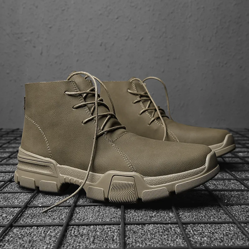 

New Style Shoes for Four Seasons Top Grade MEN'S Leather Boots Daily Life Outdoor Martin Boots Worker Boot Sandy Color Versatile