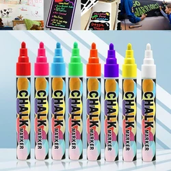 Resaltador de tiza líquida de doble punta, rotulador fluorescente de neón para pintura artística escolar, 8 colores, 1 unidad