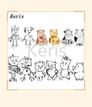 

2019 100% 925 silver sterling bright pink bear charm bella bot charm unicorn charm rob bot charm rhino charm charm charm