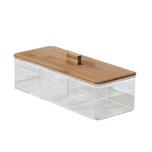 Makeup Organizer Box MSJO органайзер для макияжа, коробка для хранения косметики, ватные диски, тампон, Бамбуковая Крышка для женщин, для дома, ванной комнаты, органайзер, коробки для макияжа, корзина - Цвет: Makeup Organizer Box