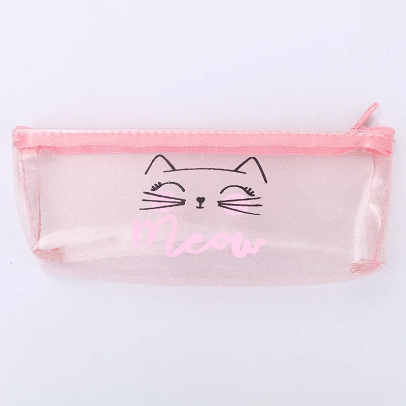 1pcCute карандаши с котами для девочек, розовый из ПВХ прозрачная ручка сумка, школьные принадлежности канцелярские Чехол симпатичный карандаш коробка canetas Escolar - Цвет: 4
