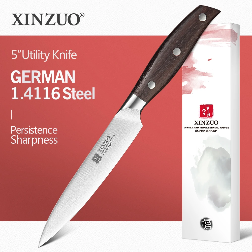XINZUO 5 ''нож для кухни немецкий DIN1.4116 стальной кухонный нож красный сандаловая