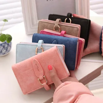 

Women's Wallet Retro Matt PU Short Coin Purse Girl Card Holder Credit Card Storage Bag Portable Female Buckle Small Change Pouch