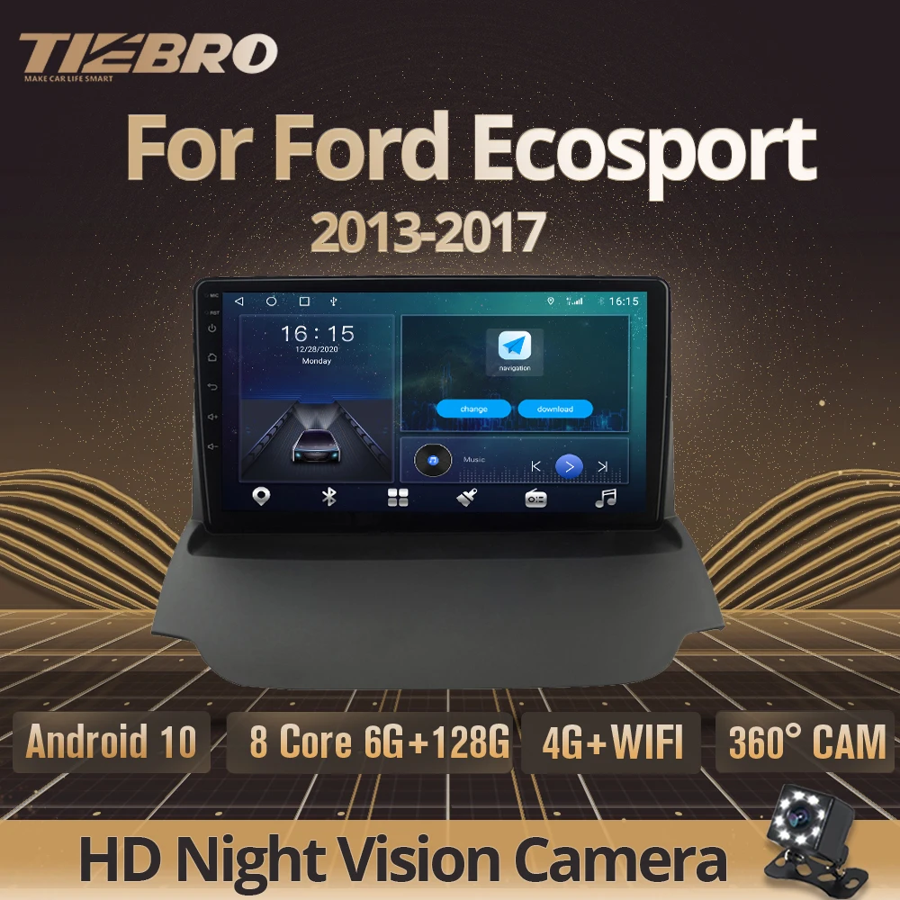 Автомагнитола TIEBRO 2 Din на Android 10 для Ford Ecosport 2013-2017 Авторадио gps-навигатор навигация