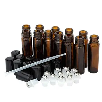 

24Pcs 10ml Portable Empty Travel Stainless Steel Ball Roller Bottles Storage Container Essential Oil Bottles Refillable Bottle
