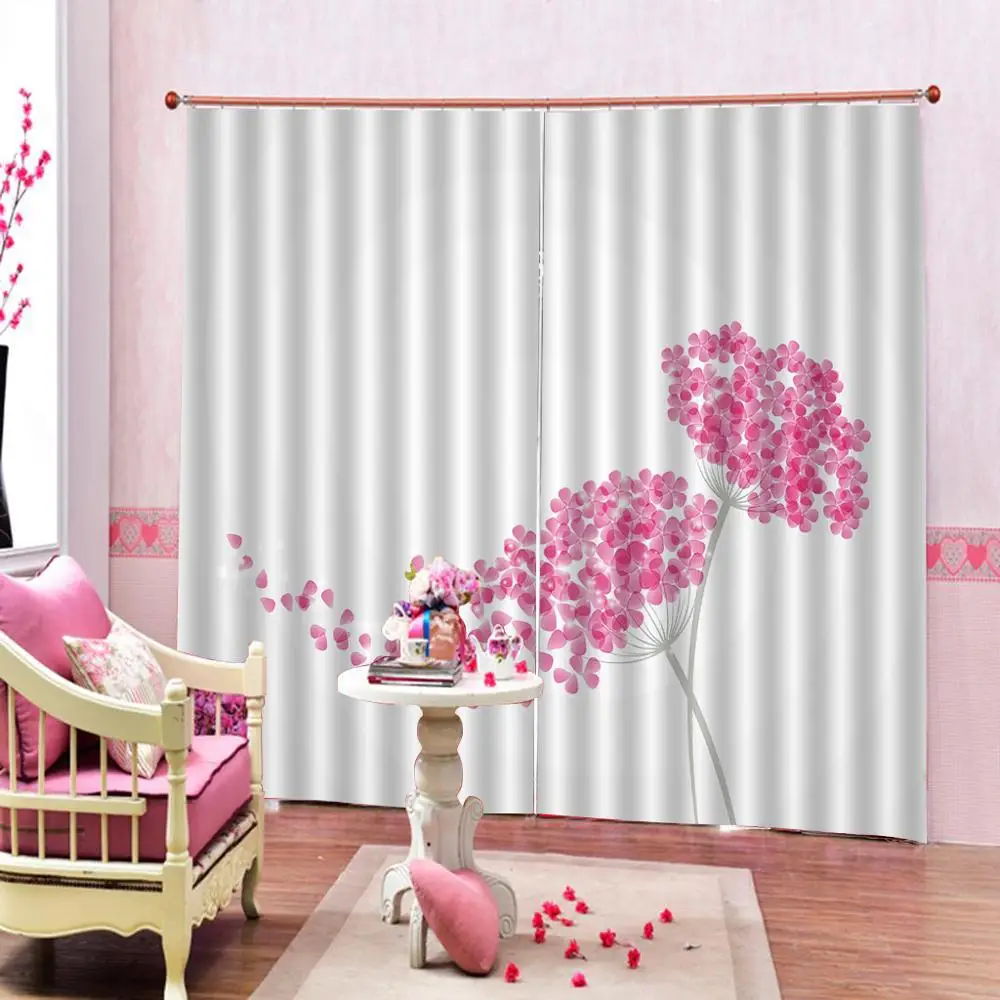 

Custom 3D Painting Curtains Beautiful pink flower Curtains Photo Blackout Curtains For Living room bedroom