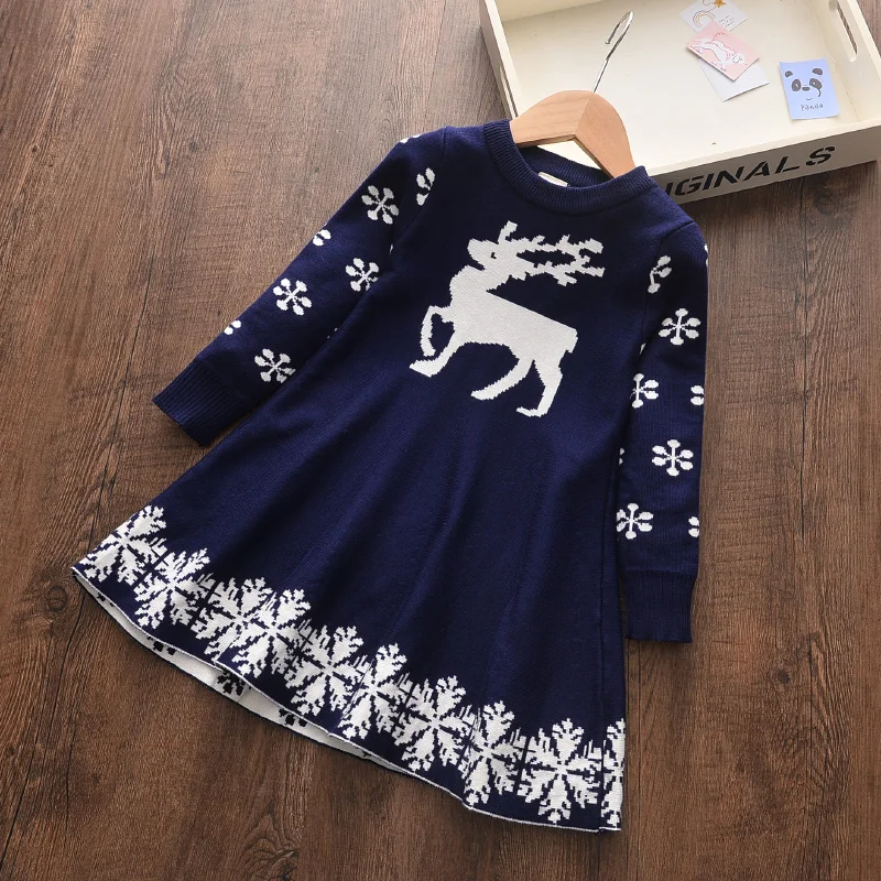 Menoea Toddler Baby Girls Winter Dress 2022 Autumn Sweater Clothes Solid Christmas Turtleneck Clothes 2-7Y little Kids Clothing western dress