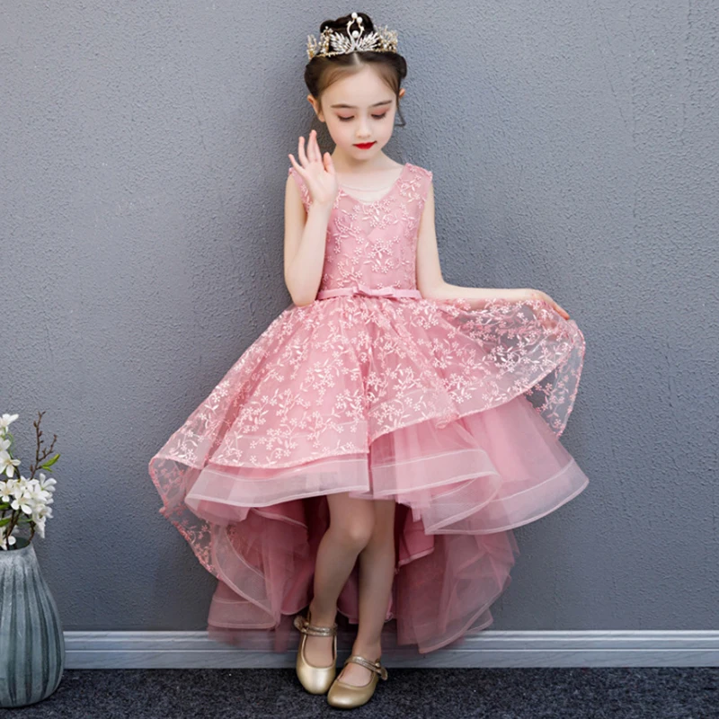 Пышное Платье для девочек платье для дня рождения платье принцессы с цветами для девочек Пышное детское платье для первого причастия - Цвет: Cameo