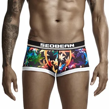 

KANCOOLD Men Underwear Breathable Boxer shorts Printed Underpants Cotton Male Panties U convex pouch Cueca Gay Underwear 1015