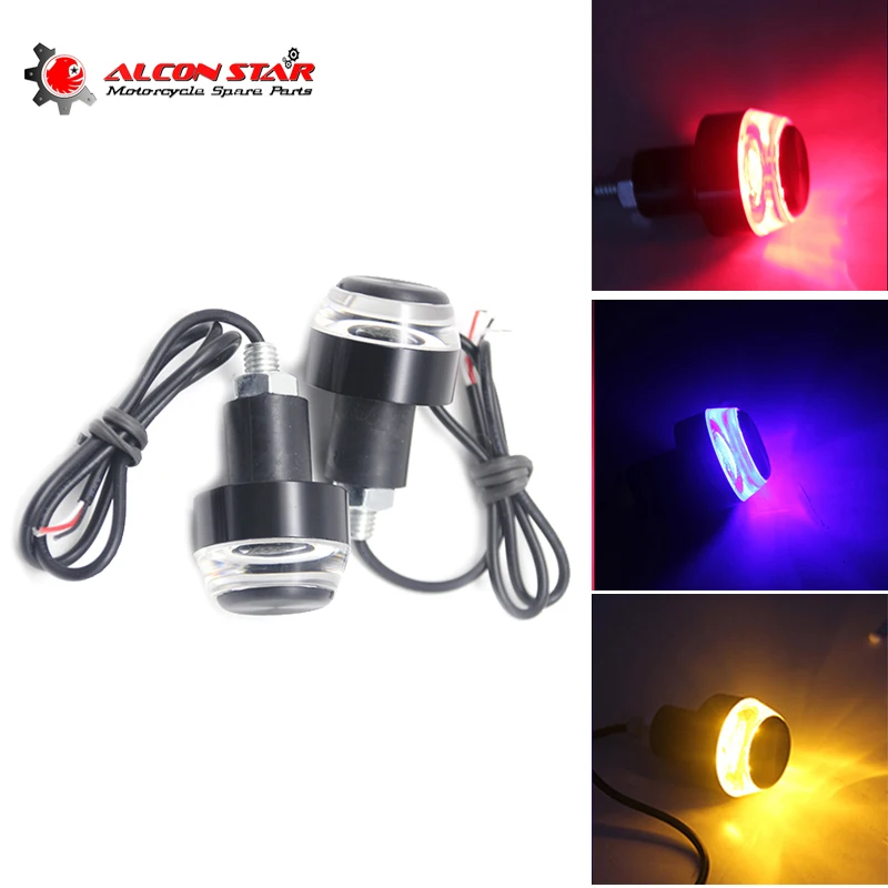 

Alconstar - 2pcs 12V LED Motorcycle Handlebar End Turn Signal Light Yellow 22mm Indicator Flasher Handle Bar Blinker Side Marker
