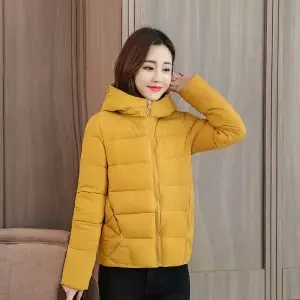 Yellow B 6XL, зимняя куртка, Женская парка, пальто, пуховик, хлопок, осень, Женская теплая одежда, верхняя одежда, с капюшоном, стеганая, 5XL, большой размер, плюс, короткая - Цвет: Yellow B
