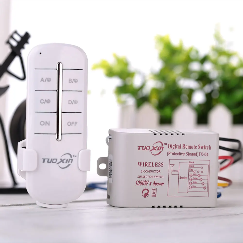 

Wireless Transmitter Remote Control Way Light Receiver ON/OFF Switch 4 220V Channel Home Digital