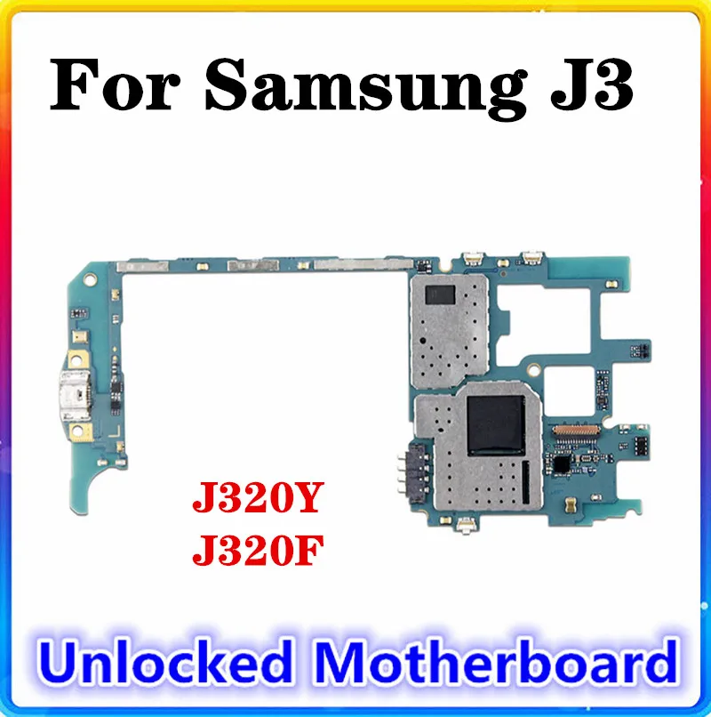 100% оригинальная материнская плата для Samsung Galaxy J3 J320F J320Y с полными ЧИПАМИ ОС Android