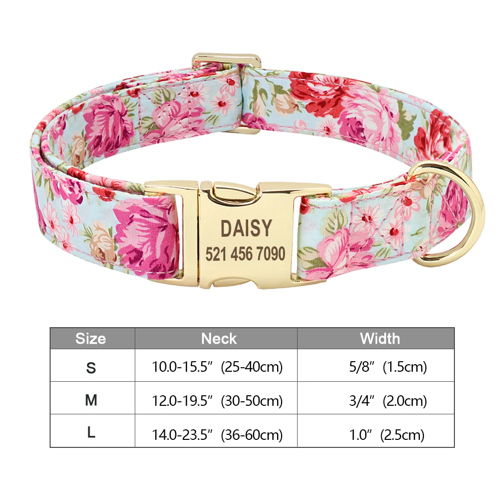 Personalized Dog Accessories Collar Nylon Printed Pet Puppy Collar Dog ID Collars Free Engraved ID for Small Medium Large Dogs 