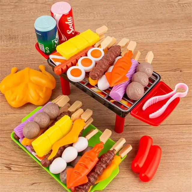 children's Pretend Play Kitchen Toys Simulation Barbecue Cookware Cooking Food Role Play Educational Play House Toys 1
