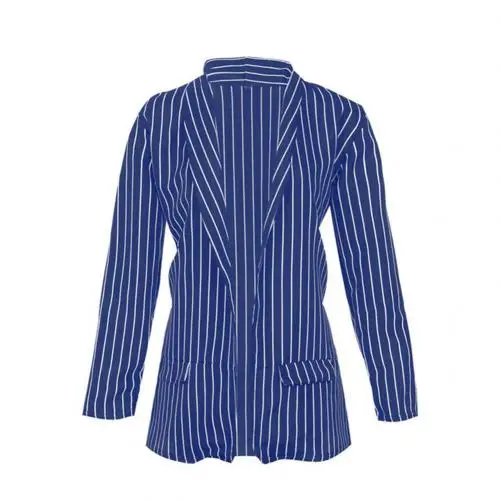 Blue Женский блейзер, куртка, пальто, весна, лето, осень, зима, Повседневный, длинный рукав, черный, белый, красный, синий, в полоску, куртки, Блейзер, chaqueta mujer - Цвет: Blue