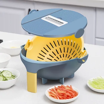 

Magic Multifunctional Rotate Vegetable Cutter With Drain Basket Kitchen Veggie Fruit Shredder Grater Slicer